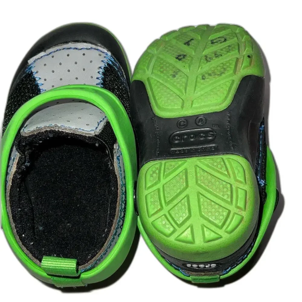Crocs Summer Dawson Unisex Black Gray Green Lined Clogs Slip On Shoes Size 4C
